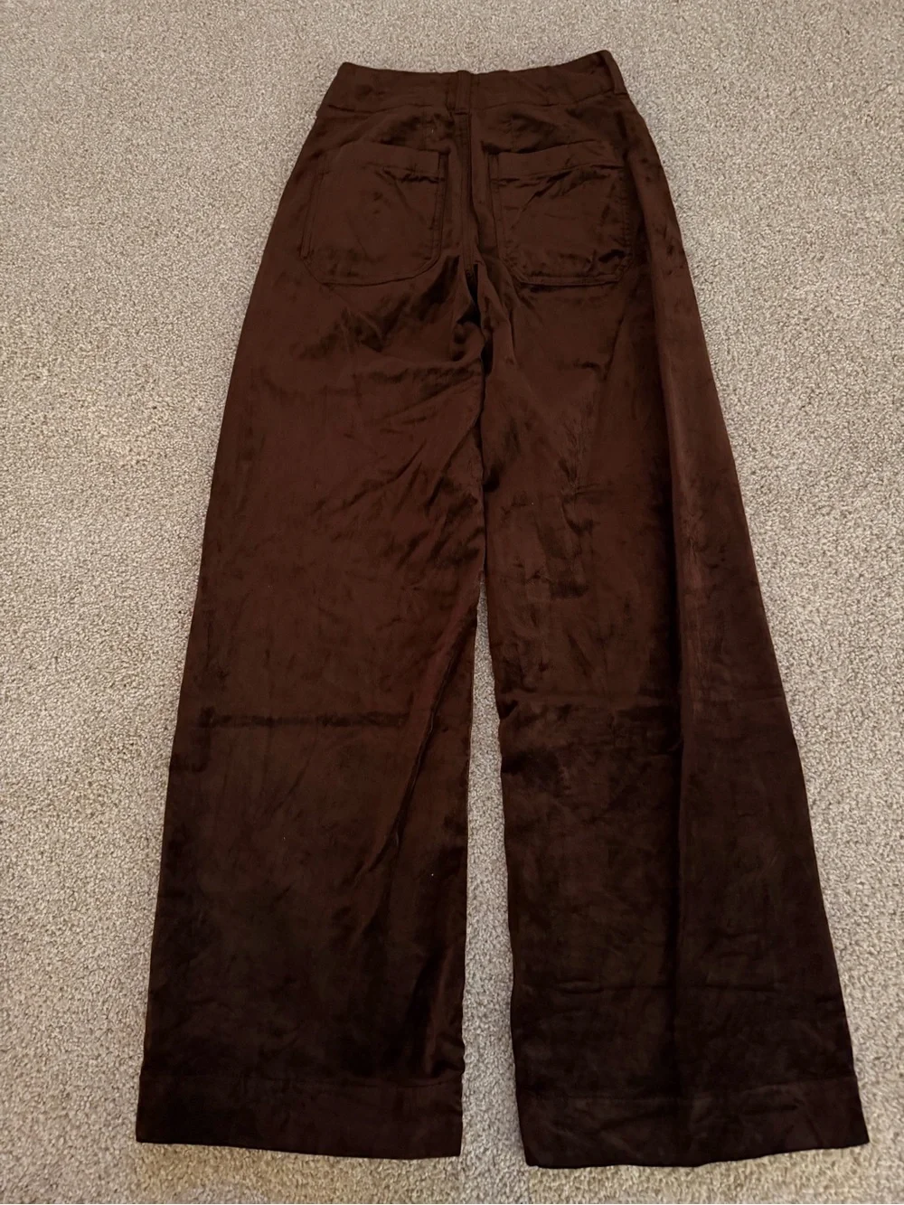 Maeve Anthropologie Colette Full Length Wide leg brown velvet pants 24